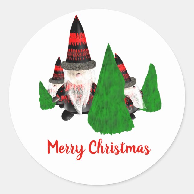Merry Christmas, Funny Dwarfs Personalise Classic Round Sticker (Front)