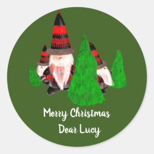 Merry Christmas, Funny Dwarfs Personalise Classic Round Sticker