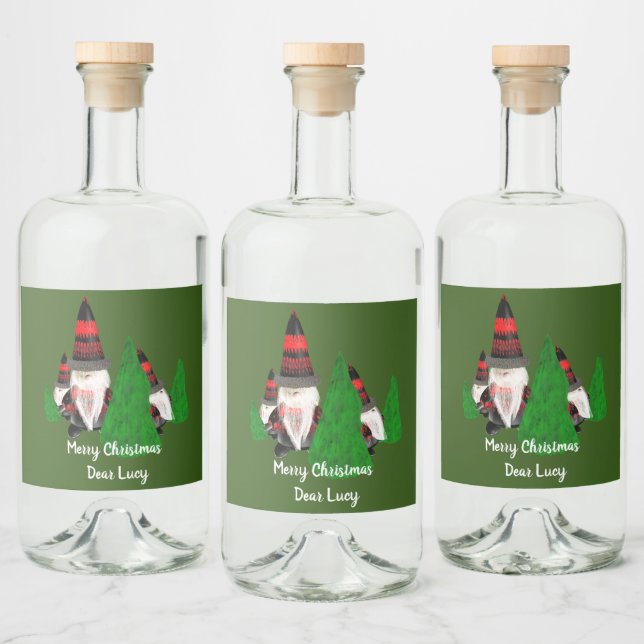 Merry Christmas, Funny Dwarfs Personalise Liquor Bottle Label (Bottles)