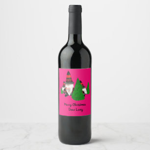 Merry Christmas, Funny Dwarfs Personalise Wine Label