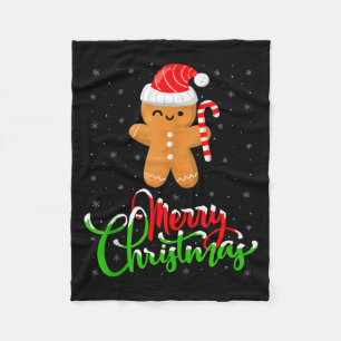 Merry Christmas Funny Gingerbread Cookie Baking Ch Fleece Blanket