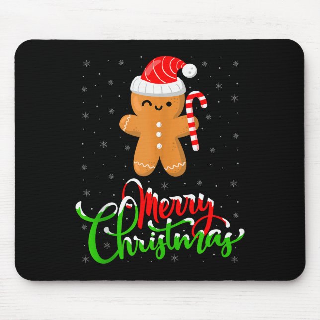 Merry Christmas Funny Gingerbread Cookie Baking Ch Mouse Pad (Front)