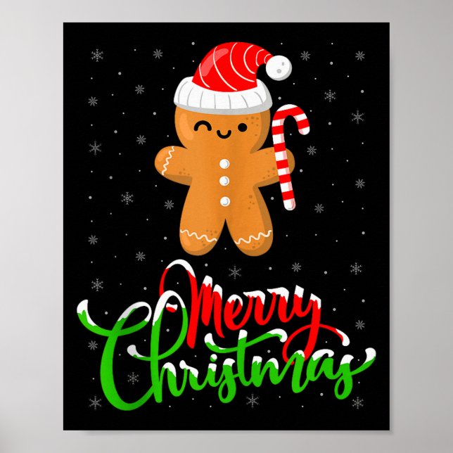 Merry Christmas Funny Gingerbread Cookie Baking Ch Poster (Front)