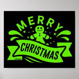 MERRY CHRISTMAS funny gingerbread man Poster