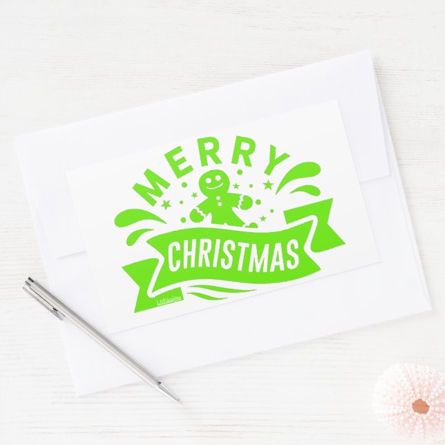 MERRY CHRISTMAS funny gingerbread man              Rectangular Sticker (Envelope)