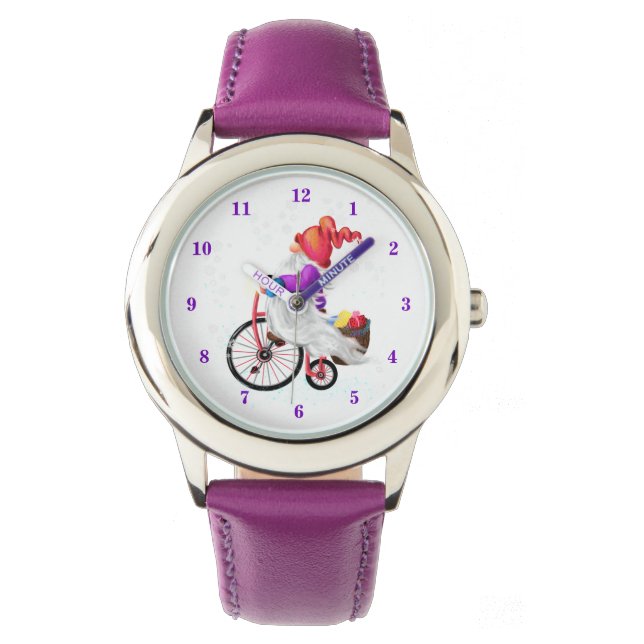 Merry Christmas - Funny Gnome with Bike and Gifts  Watch (Front)