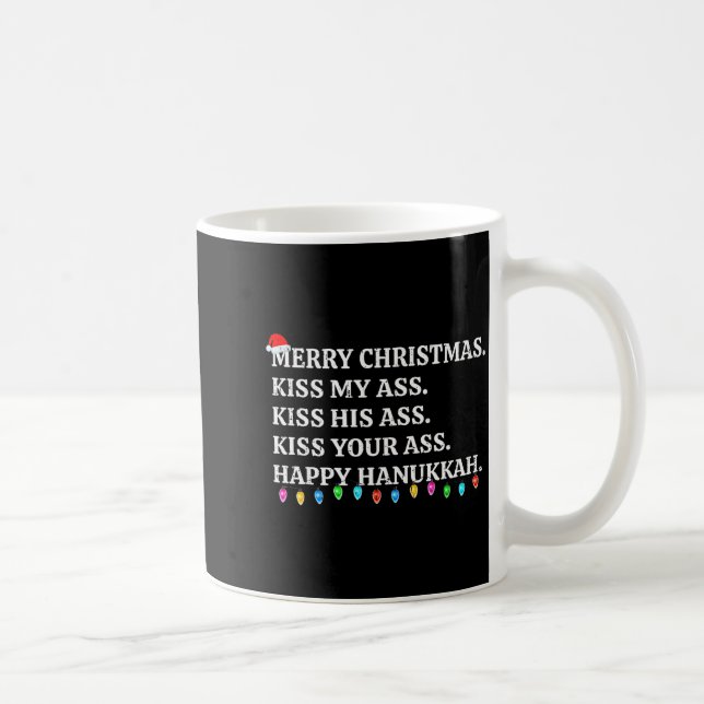 Merry Christmas Funny Kiss My Xmas Men &amp; Women Coffee Mug (Right)
