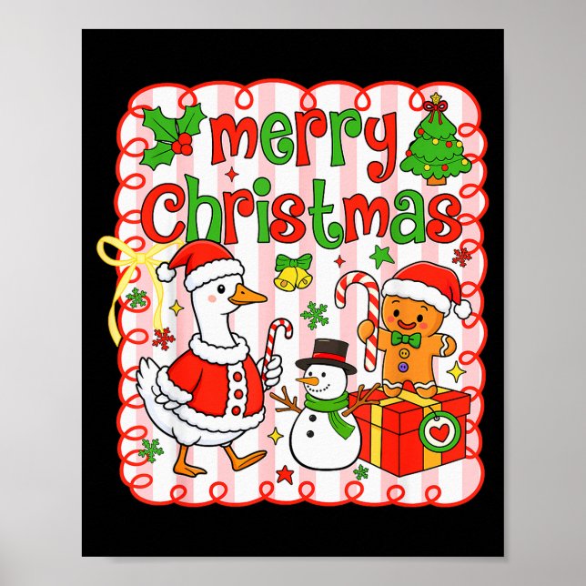 Merry Christmas Funny Merry Goosemas Christmas Sil Poster (Front)