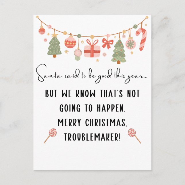 Merry Christmas Funny Quotes For Friends  Holiday Postcard (Front)