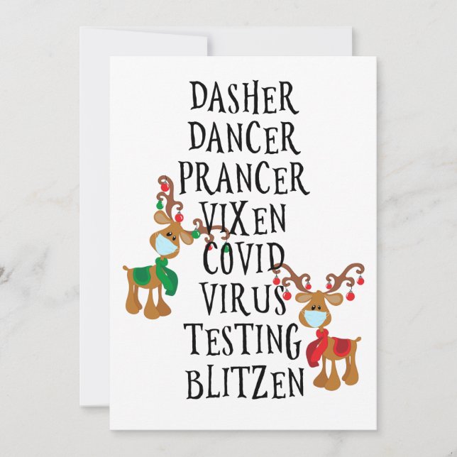 Merry Christmas Funny Reindeer Names 2021 Holiday Card (Front)