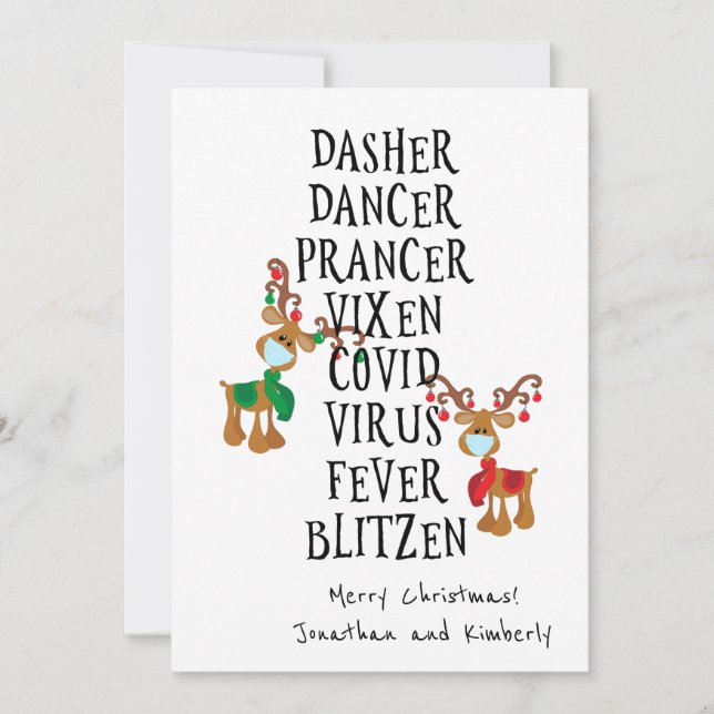 Merry Christmas Funny Reindeer Names 2021 Holiday Card (Front)