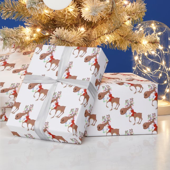Merry Christmas Funny Reindeers Wrapping Paper (Holidays)