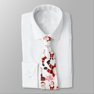 "Merry Christmas" Funny Santa Art Pattern Tie
