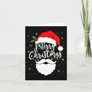 Merry Christmas Funny Santa Claus Hat And Beard Xm Card