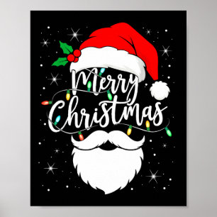 Merry Christmas Funny Santa Claus Hat And Beard Xm Poster