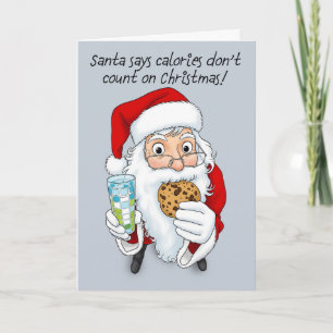 Merry Christmas Funny Santa Eating Cookie Holiday Card