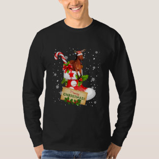 Merry Christmas Funny Santa Reindeer Horse In T-Shirt