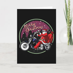 Merry Christmas Funny Santa Rides Motorcycle Gifts Card