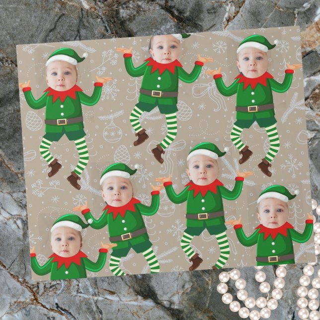 Merry Christmas Funny Santa's Elves Custom Face Wrapping Paper (Creator Uploaded)