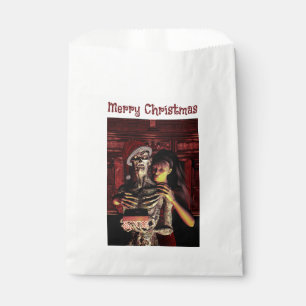 Merry Christmas. Funny skeleton with woman Favour Bag