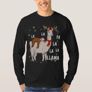 Merry Christmas Funny Sloth Riding Llama Reindeer T-Shirt