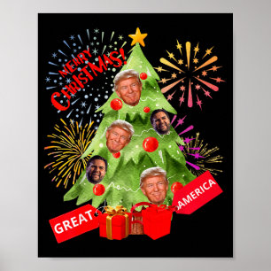 Merry Christmas Funny Trump Great America Xmas Tre Poster