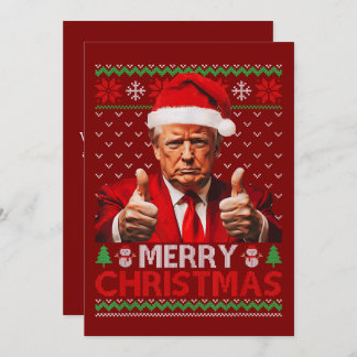 Merry Christmas Funny Trump Santa Hat Ugly Xmas Holiday Card