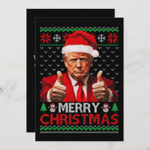Merry Christmas Funny Trump Santa Hat Ugly Xmas Holiday Card