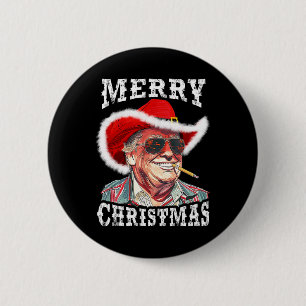Merry Christmas Funny Trump Western Cowboy Matchin 6 Cm Round Badge
