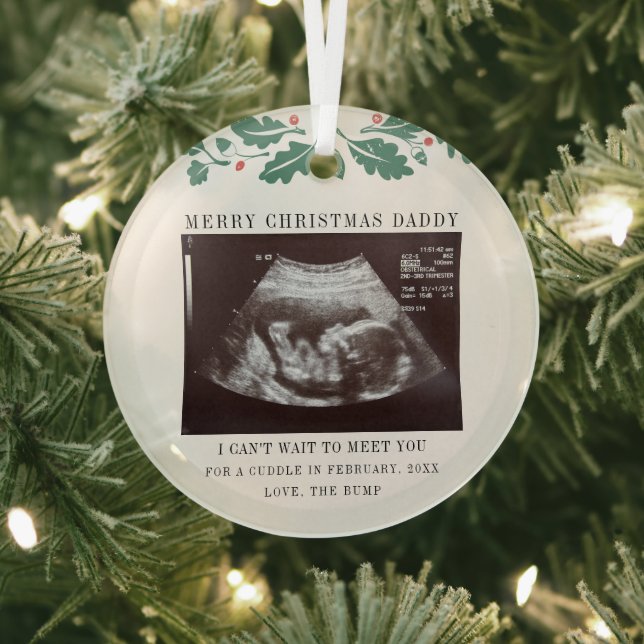 Merry Christmas Future Dad Pregnancy Ultrasound Glass Tree Decoration (Insitu)