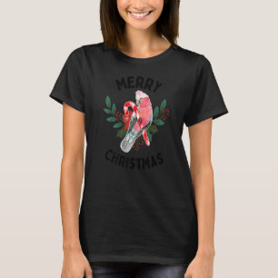 Merry Christmas Galah Parrot Candy Cane Mistletoe  T-Shirt
