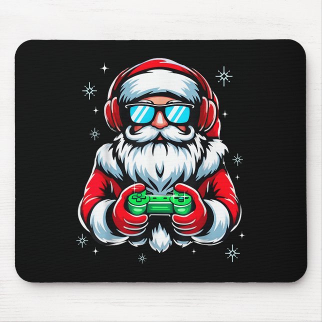 Merry Christmas Gamer Boys Mens Video Game Santa C Mouse Pad (Front)