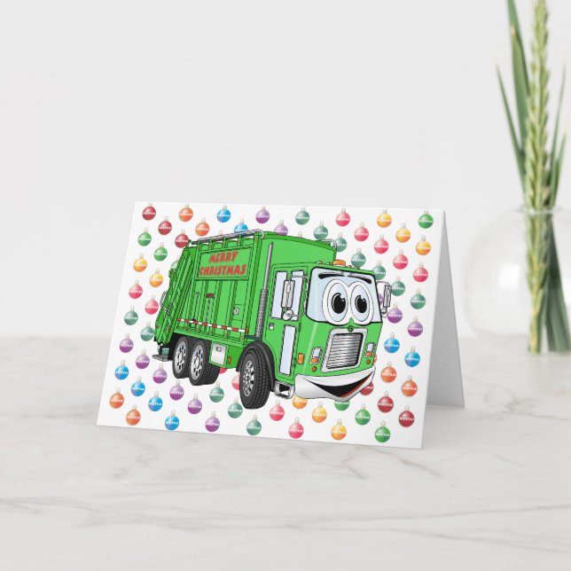 Merry Christmas Garbage Truck Holiday Card (Front)