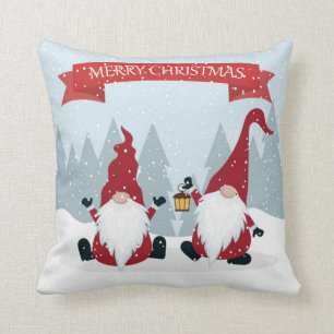 Merry Christmas Garden Gnomes Cushion
