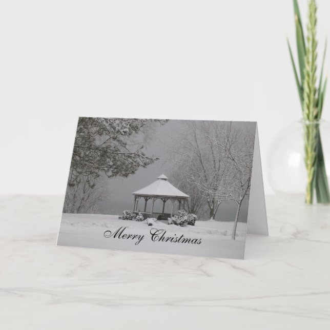 Merry Christmas-"Gazebo in Winter," Holiday Card (Front)