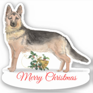 Merry Christmas German Shepherd Custom-Cut Vinyl