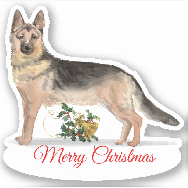Merry Christmas German Shepherd Custom-Cut Vinyl (Front)