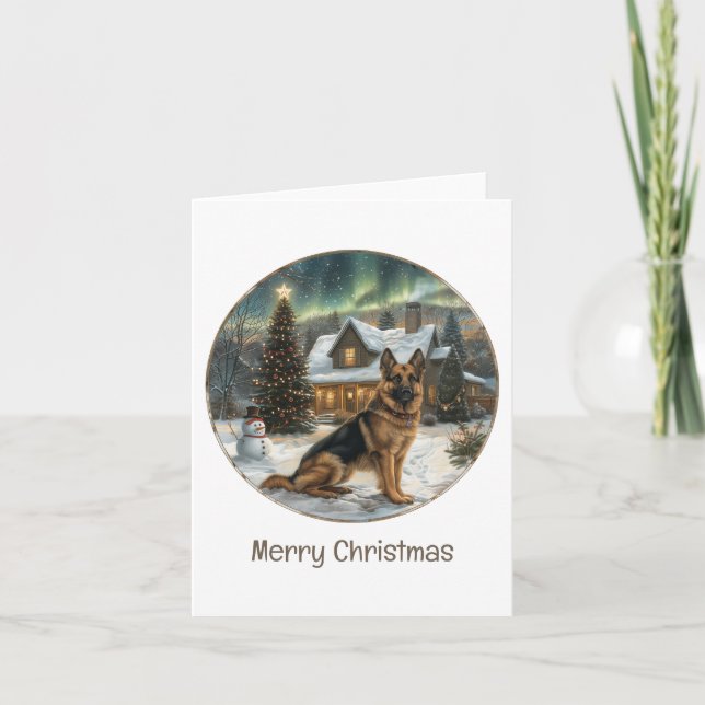 Merry Christmas German Shepherd Dog Holiday Card (Front)