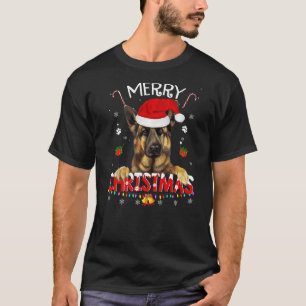 Merry Christmas German Shepherd Dog Santa Hat Xmas T-Shirt