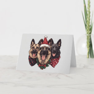 Merry Christmas German Shepherd Dogs Holiday Card