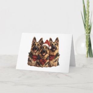 Merry Christmas German Shepherd Dogs Holiday Card