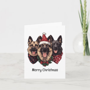 Merry Christmas German Shepherd Dogs Holiday Card