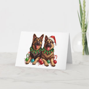 Merry Christmas German Shepherd Dogs Holiday Card