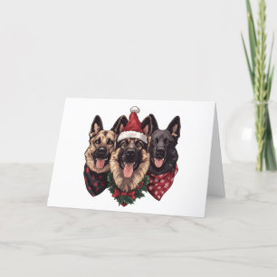Merry Christmas German Shepherd Dogs Holiday Card