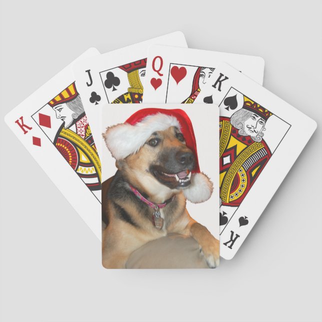 Merry Christmas German Shepherd Playing Cards (Back)