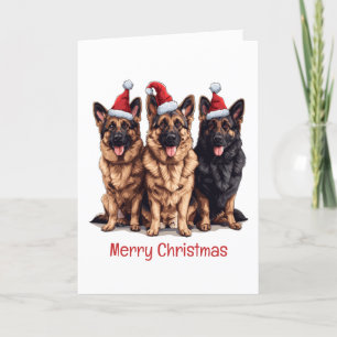 Merry Christmas German Shepherd Santa Dogs Holiday Card