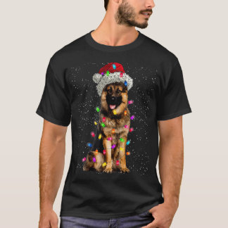 Merry Christmas German Shepherd Santa Hat Lights X T-Shirt