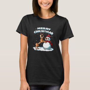 Merry Christmas German Shepherd Snowman Winter Dog T-Shirt