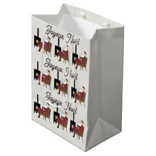 Merry Christmas Gift Bag Santa Claus Fireplace