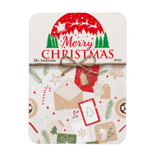 Merry Christmas Gift Boxes Holiday Magnet Card